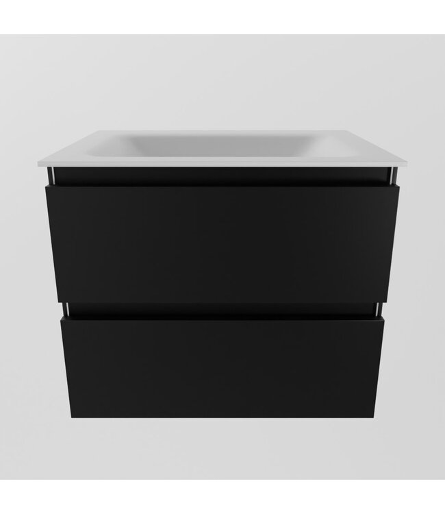 Mondiaz Badkamermeubel AIVY Mat Zwart 60cm met Wastafel Mat Wit zonder kraangat