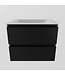 Mondiaz Badkamermeubel AIVY Mat Zwart 60cm met Wastafel Mat Wit zonder kraangat