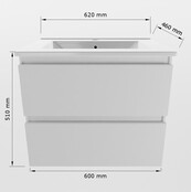 Mondiaz Badkamermeubel AIVY Mat Zwart 60cm met Wastafel Mat Zwart zonder kraangat