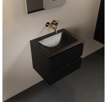 Mondiaz Badkamermeubel AIVY Mat Zwart 60cm met Wastafel Mat Zwart zonder kraangat