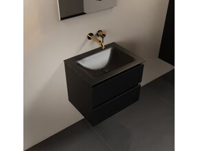 Mondiaz Badkamermeubel AIVY Mat Zwart 60cm met Wastafel Mat Zwart zonder kraangat