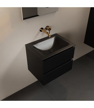 MONDIAZ Mondiaz Badkamermeubel AIVY Mat Zwart 60cm met Wastafel Mat Zwart zonder kraangat