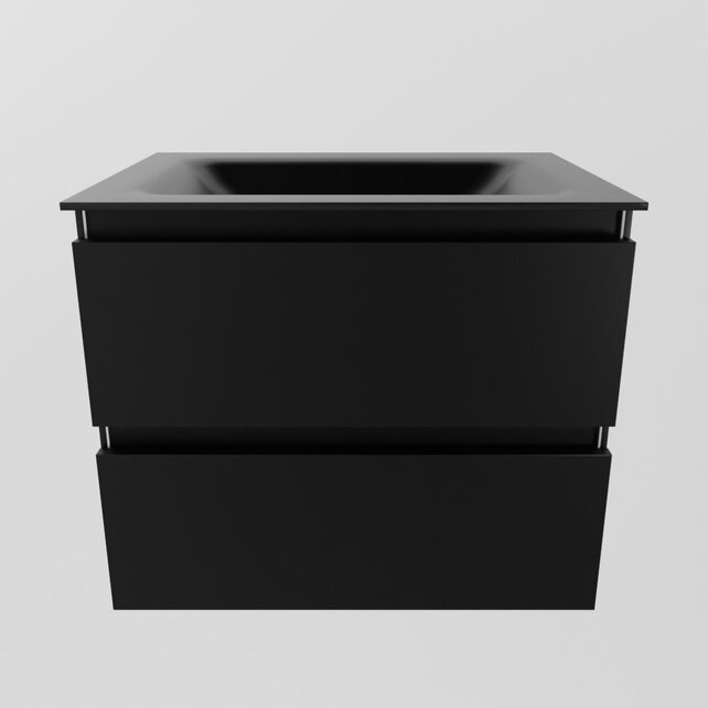 Mondiaz Badkamermeubel AIVY Mat Zwart 60cm met Wastafel Mat Zwart zonder kraangat