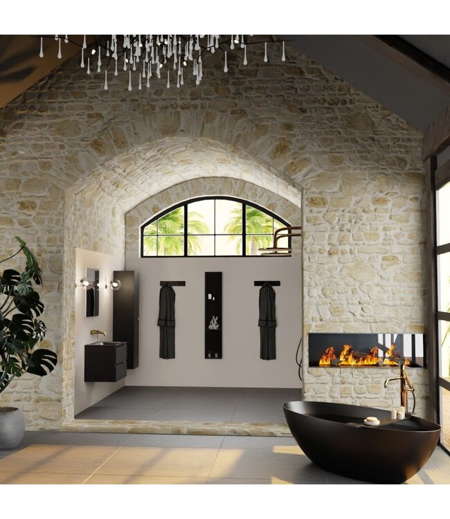 MONDIAZ Mondiaz Badkamermeubel AIVY Mat Zwart 60cm met Wastafel Mat Zwart zonder kraangat