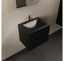 Mondiaz Badkamermeubel AIVY Mat Zwart 60cm met Wastafel Mat Zwart met kraangat