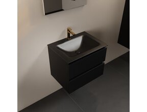 Mondiaz Badkamermeubel AIVY Mat Zwart 60cm met Wastafel Mat Zwart met kraangat