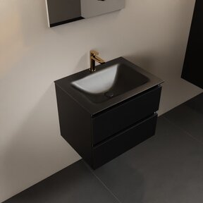 Mondiaz Badkamermeubel AIVY Mat Zwart 60cm met Wastafel Mat Zwart met kraangat