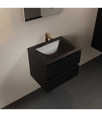 MONDIAZ Mondiaz Badkamermeubel AIVY Mat Zwart 60cm met Wastafel Mat Zwart met kraangat