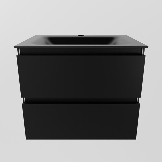 Mondiaz Badkamermeubel AIVY Mat Zwart 60cm met Wastafel Mat Zwart met kraangat