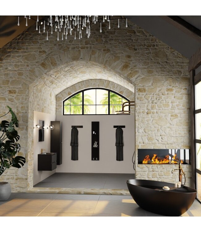 Mondiaz Badkamermeubel AIVY Mat Zwart 60cm met Wastafel Mat Zwart met kraangat