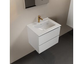 Mondiaz Badkamermeubel AIVY Talc Mat Wit 60cm met Wastafel wastafel glanzend wit 1 kraangat