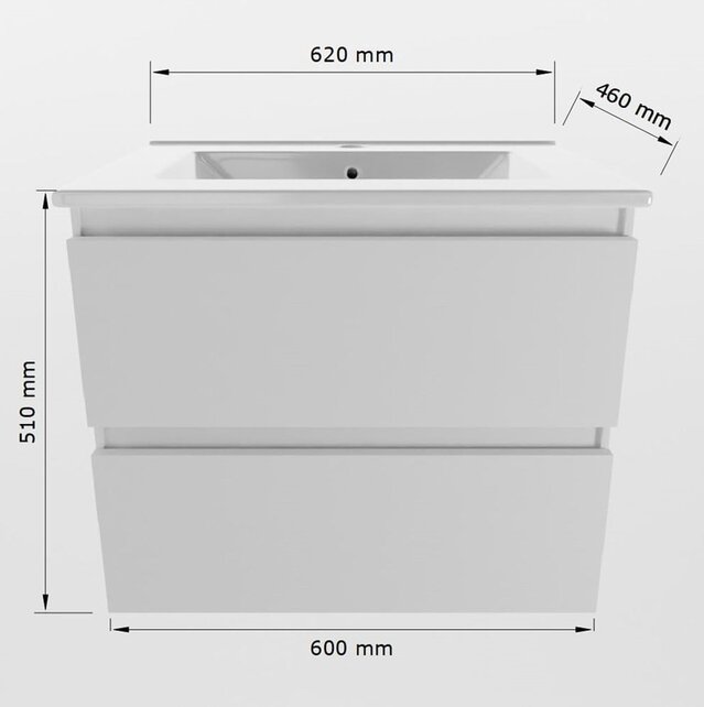 Mondiaz Badkamermeubel AIVY Talc Mat Wit 60cm met Wastafel Mat Wit 1 kraangat Mondiaz Badkamermeubel AIVY Talc Mat Wit 60cm met Wastafel Mat Wit 1 kraangat