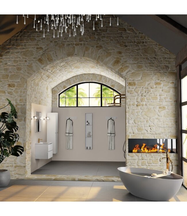 Mondiaz Badkamermeubel AIVY Talc Mat Wit 60cm met Wastafel Mat Wit 1 kraangat