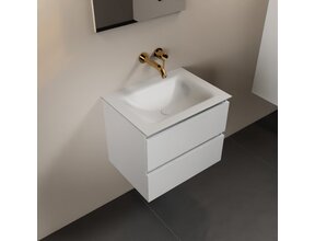Mondiaz Badkamermeubel AIVY Talc Mat Wit 60cm met Wastafel Mat Wit zonder kraangat