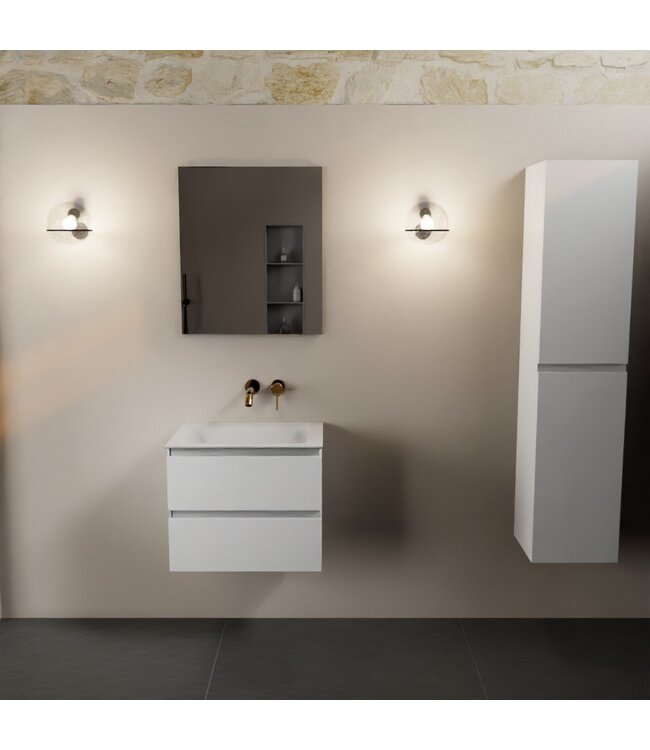 MONDIAZ Mondiaz Badkamermeubel AIVY Talc Mat Wit 60cm met Wastafel Mat Wit zonder kraangat