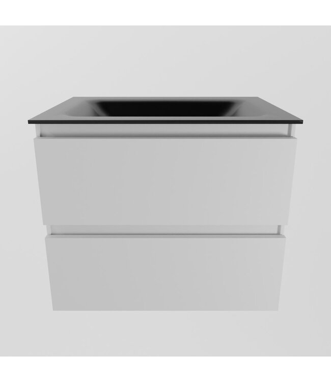 MONDIAZ Mondiaz Badkamermeubel AIVY Talc Mat Wit 60cm met Wastafel Mat Zwart zonder kraangat