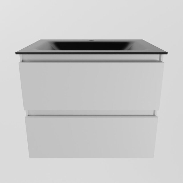 Mondiaz Badkamermeubel AIVY Talc Mat Wit 60cm met Wastafel Mat Zwart met kraangat