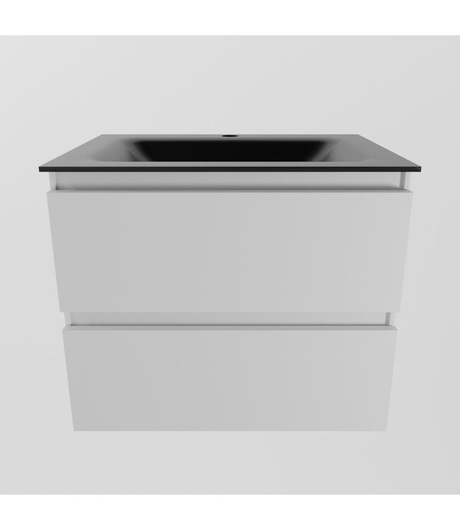 MONDIAZ Mondiaz Badkamermeubel AIVY Talc Mat Wit 60cm met Wastafel Mat Zwart met kraangat