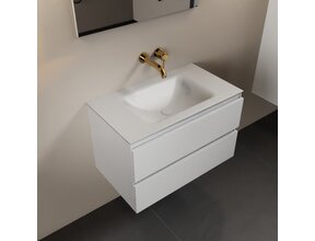 Mondiaz Badkamermeubel AIVY Talc Mat Wit 80cm met Wastafel Mat Wit kraangat 0