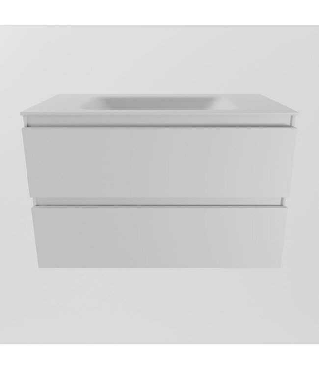 Mondiaz Badkamermeubel AIVY Talc Mat Wit 80cm met Wastafel Mat Wit kraangat 0