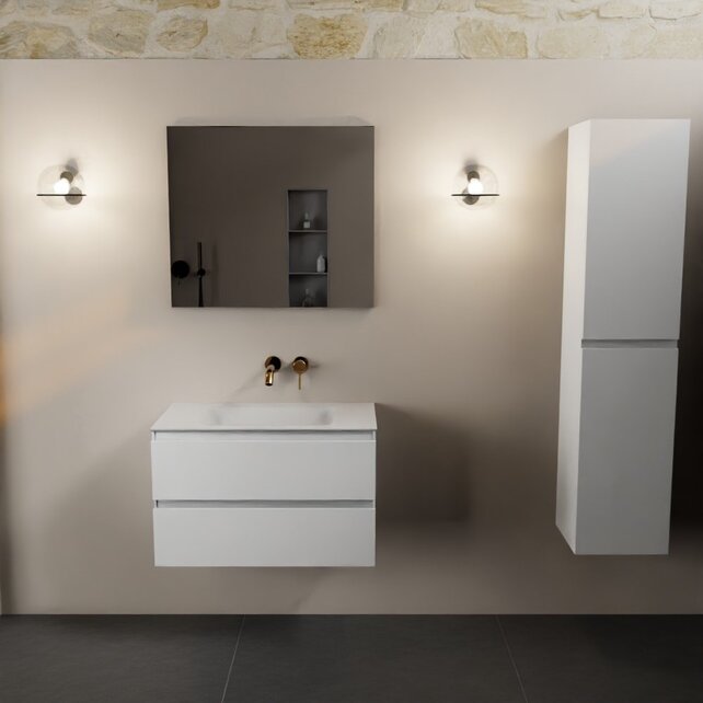 Mondiaz Badkamermeubel AIVY Talc Mat Wit 80cm met Wastafel Mat Wit kraangat 0 Mondiaz Badkamermeubel AIVY Talc Mat Wit 80cm met Wastafel Mat Wit kraangat 0