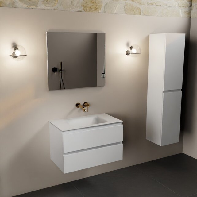 Mondiaz Badkamermeubel AIVY Talc Mat Wit 80cm met Wastafel Mat Wit kraangat 0 Mondiaz Badkamermeubel AIVY Talc Mat Wit 80cm met Wastafel Mat Wit kraangat 0