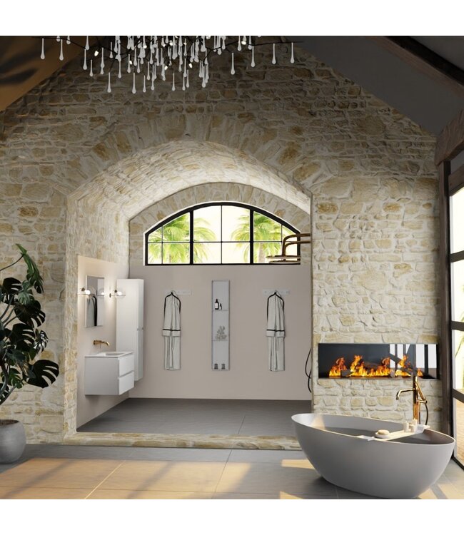 Mondiaz Badkamermeubel AIVY Talc Mat Wit 80cm met Wastafel Mat Wit kraangat 0