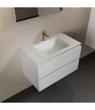 MONDIAZ Mondiaz Badkamermeubel AIVY Talc Mat Wit 80cm met Wastafel Mat Wit kraangat 1