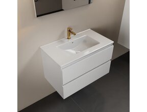 Mondiaz Badkamermeubel AIVY Talc Mat Wit 80cm met Wastafel Mat Wit kraangat 1