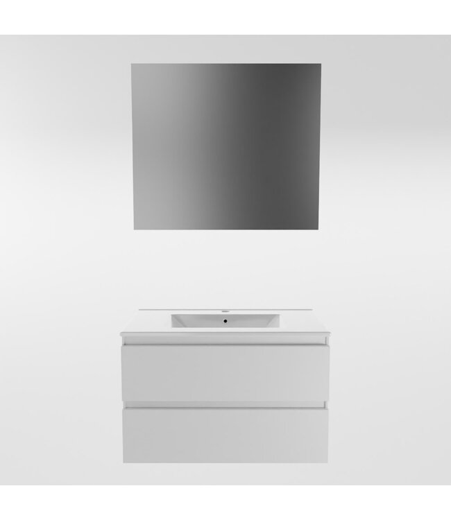 Mondiaz Badkamermeubel AIVY Talc Mat Wit 80cm met Wastafel Mat Wit kraangat 1