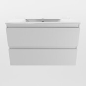 Mondiaz Badkamermeubel AIVY Talc Mat Wit 80cm met Wastafel Mat Wit kraangat 1