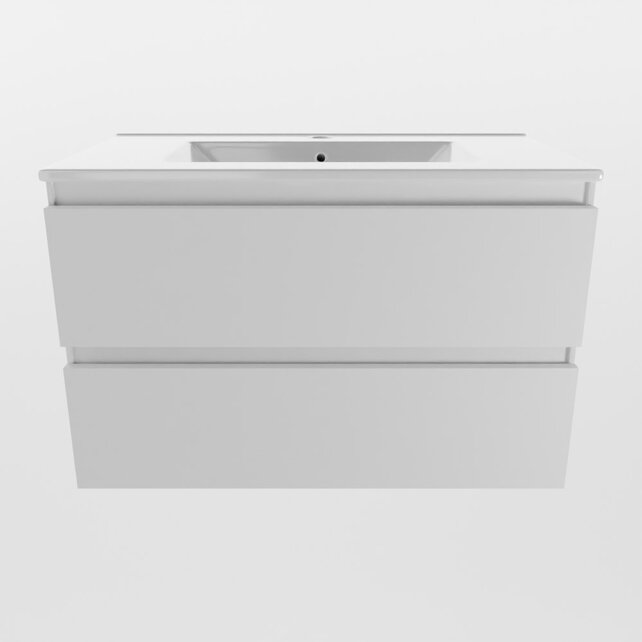 Mondiaz Badkamermeubel AIVY Talc Mat Wit 80cm met Wastafel Mat Wit kraangat 1