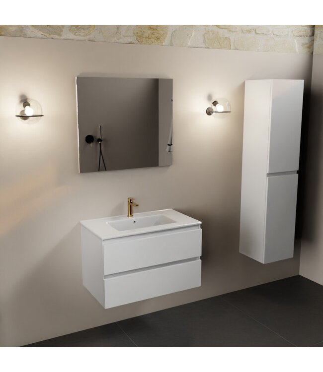 MONDIAZ Mondiaz Badkamermeubel AIVY Talc Mat Wit 80cm met Wastafel Mat Wit kraangat 1