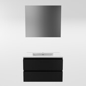 Mondiaz Badkamermeubel AIVY Urban Mat Zwart 80cm met Wastafel Wit met kraangat