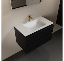 Mondiaz Badkamermeubel AIVY Urban Mat Zwart 80cm met Wastafel Mat Wit met kraangat