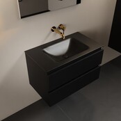 Mondiaz Badkamermeubel AIVY Urban Mat Zwart 80cm met Wastafel Mat Zwart 0 kraangat Mondiaz Badkamermeubel AIVY Urban Mat Zwart 80cm met Wastafel Mat Zwart 0 kraangat