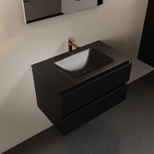 Mondiaz Badkamermeubel AIVY Urban Mat Zwart 80cm met Wastafel Mat Zwart met kraangat