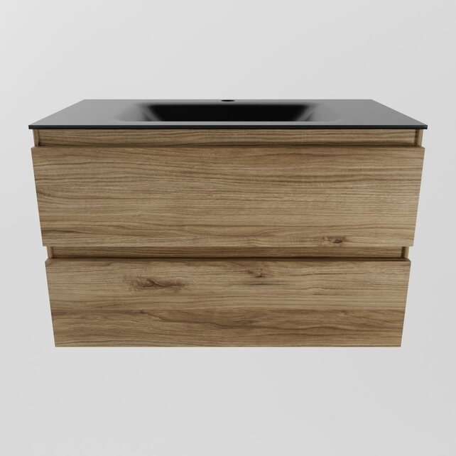 Mondiaz Badkamermeubel AIVY Chai 80cm met Wastafel Mat Zwart met kraangat