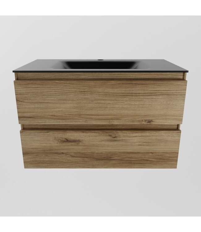 MONDIAZ Mondiaz Badkamermeubel AIVY Chai 80cm met Wastafel Mat Zwart met kraangat