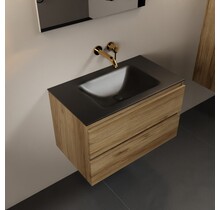 Mondiaz Badkamermeubel AIVY Chai 80cm met Wastafel Mat Zwart kraangat 0