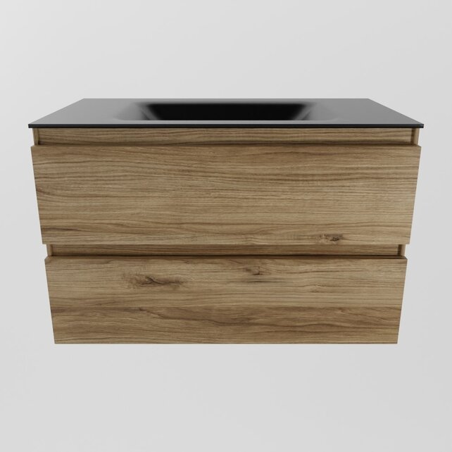 Mondiaz Badkamermeubel AIVY Chai 80cm met Wastafel Mat Zwart kraangat 0