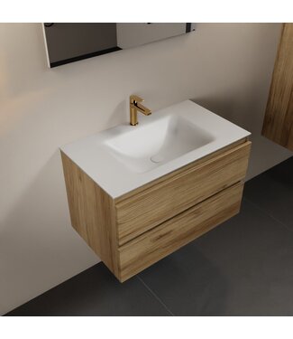 MONDIAZ Mondiaz Badkamermeubel AIVY Chai 80cm met Wastafel Mat Wit met kraangat