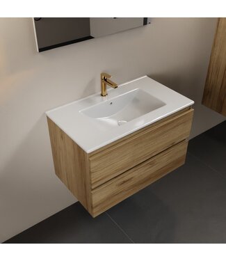 MONDIAZ Mondiaz Badkamermeubel AIVY Chai 80cm met Wastafel Wit met kraangat