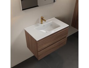 Mondiaz Badkamermeubel AIVY Mocha 80cm met Wastafel Wit met kraangat