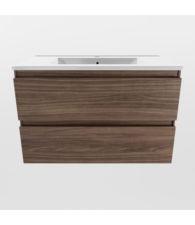 Mondiaz Badkamermeubel AIVY Mocha 80cm met Wastafel Wit met kraangat