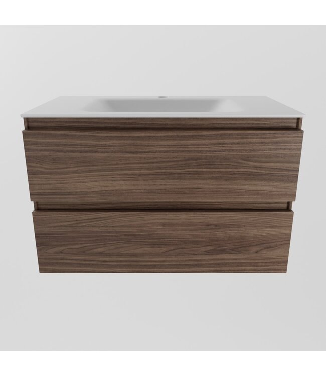 Mondiaz Badkamermeubel AIVY Mocha 80cm met Wastafel Mat Wit met kraangat