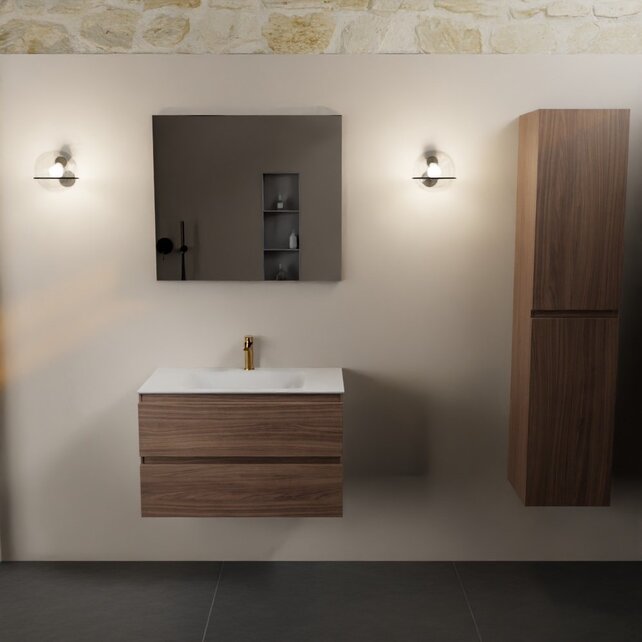 Mondiaz Badkamermeubel AIVY Mocha 80cm met Wastafel Mat Wit met kraangat Mondiaz Badkamermeubel AIVY Mocha 80cm met Wastafel Mat Wit met kraangat