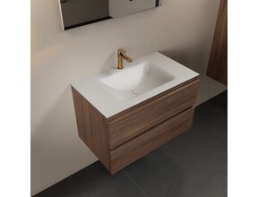 Mondiaz Badkamermeubel AIVY Mocha 80cm met Wastafel Mat Wit met kraangat