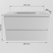 Mondiaz Badkamermeubel AIVY Mocha 80cm met Wastafel Mat Wit kraangat 0