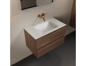 Mondiaz Badkamermeubel AIVY Mocha 80cm met Wastafel Mat Wit kraangat 0